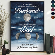 Gift For Father,Top Market,Proud,Moon Phase - Moon Phase We Love You To The Moon And Back Dad - Personalized Poster