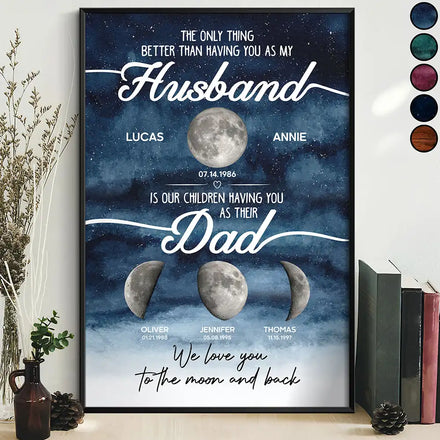 Moon Phase We Love You To The Moon And Back Dad - Personalized Poster