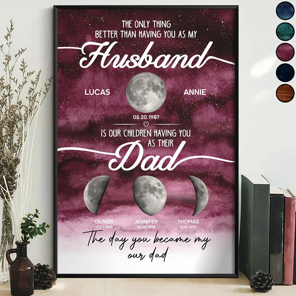 Gift For Father,Top Market,Proud,Moon Phase - Moon Phase We Love You To The Moon And Back Dad - Personalized Poster