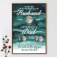 Gift For Father,Top Market,Proud,Moon Phase - Moon Phase We Love You To The Moon And Back Dad - Personalized Poster