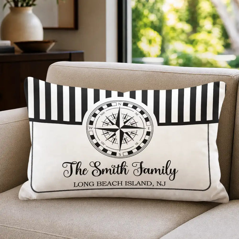 Summer,Family,Confident,Custom Text - Beach House Lake House Family Name - Personalized Pillow
