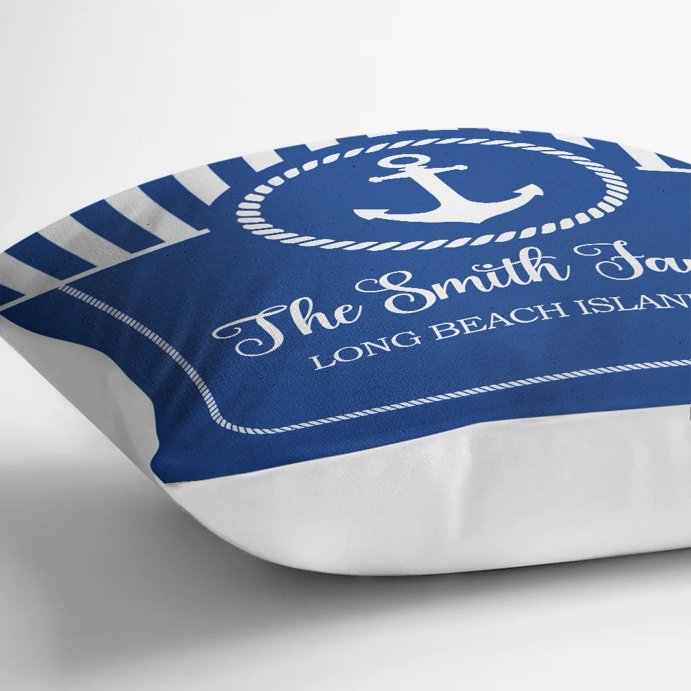 Summer,Family,Confident,Custom Text - Beach House Lake House Family Name - Personalized Pillow