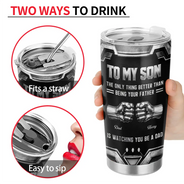 Gift For Father,Gift For Son,Dad - Son (Adult),Gift For Children,Top Market,Proud,Custom Text - 3D Metallic Effect Hand Punch Watching You Be A Dad - Personalized Tumbler