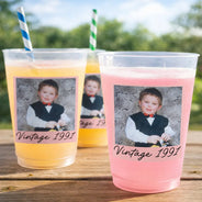 Custom Photo,Top Market,Gift For Yourself,Humorous,Dynamic Photo - Custom Photo Vintage Photo Birthday Party - Personalized Frosted Cups