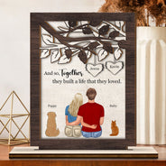 Pet Lovers Together They Built - Gift For Couples - Personalized Custom Shaped 2-Layered Wooden Plaque