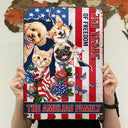 America 250th,Custom Photo,Independence Day,Art Design,Pet Lovers,Playful,Photo - US Theme Accessories Watercolor - Custom Photo Watercolor With US Accessories Patriotic Dog Cat 250 Years Of Freedom - Personalized Classic Metal Signs