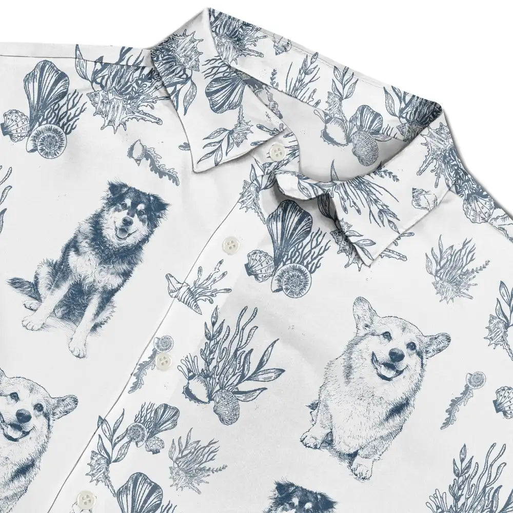 Custom Photo, Art Design, Summer, Pet Lovers, Playful, Photo - Pencil Sketch - Remove BG - Custom Photo Pencil Sketch Portrait Pet Mom Pet Dad - Personalized Hawaiian Shirt