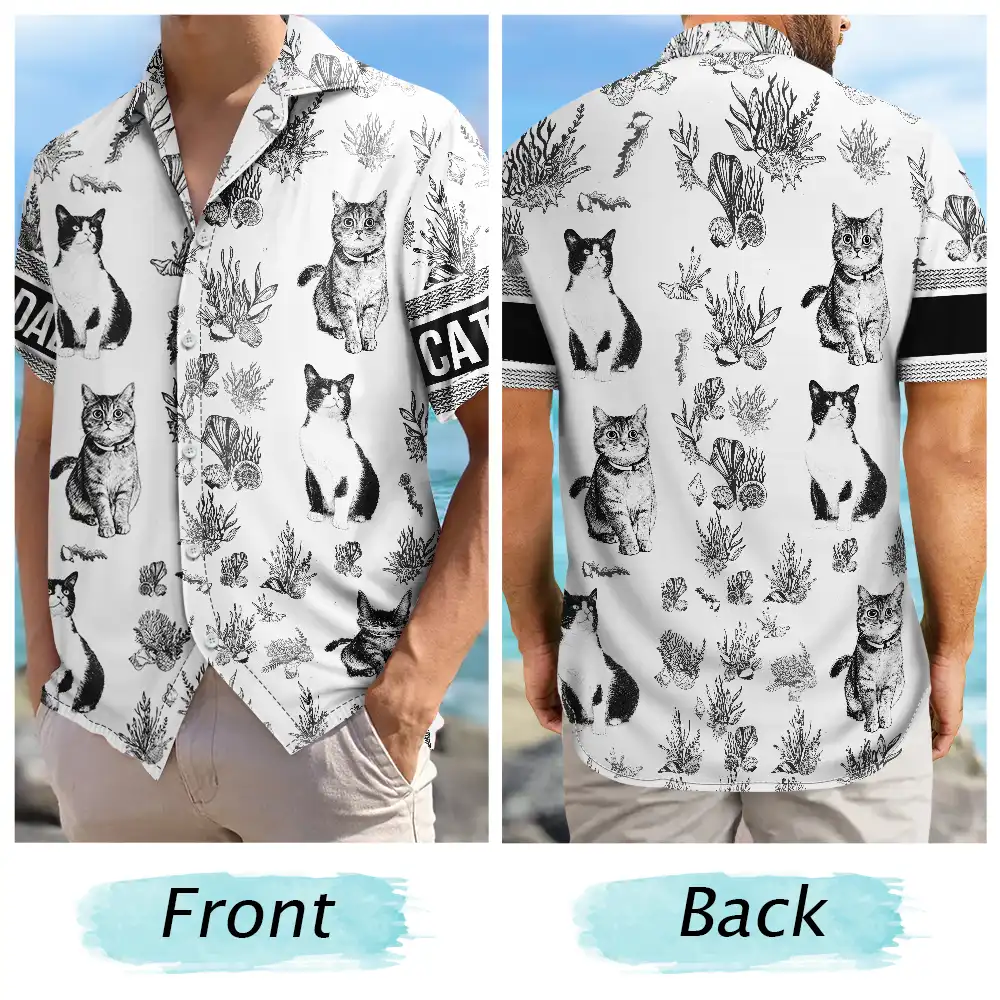 Custom Photo, Art Design, Summer, Pet Lovers, Playful, Photo - Pencil Sketch - Remove BG - Custom Photo Pencil Sketch Portrait Pet Mom Pet Dad - Personalized Hawaiian Shirt
