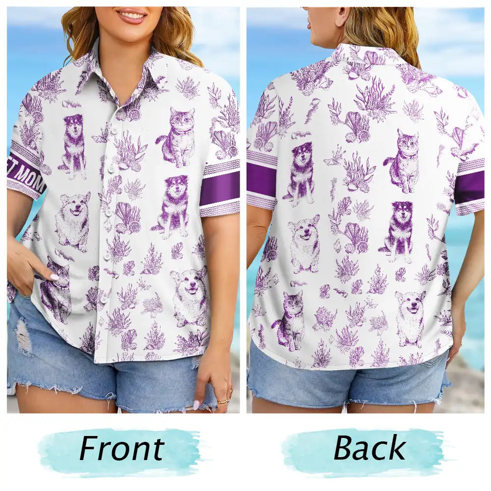 Custom Photo, Art Design, Summer, Pet Lovers, Playful, Photo - Pencil Sketch - Remove BG - Custom Photo Pencil Sketch Portrait Pet Mom Pet Dad - Personalized Hawaiian Shirt
