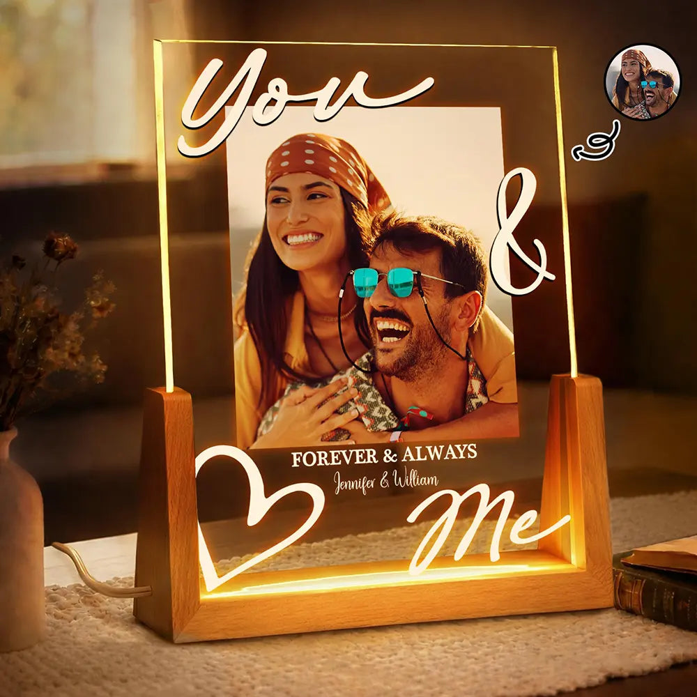Custom Photo, Gift For Couples, Top Market, Romantic, Dynamic Photo - Custom Photo You & Me Lucky In Love - Personalized Night Light