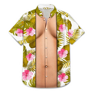 Summer,Gift For Men,Gift For Yourself,Humorous,Icon - Funny Hairy Muscle Body Summer Vibe - Personalized Hawaiian Shirt