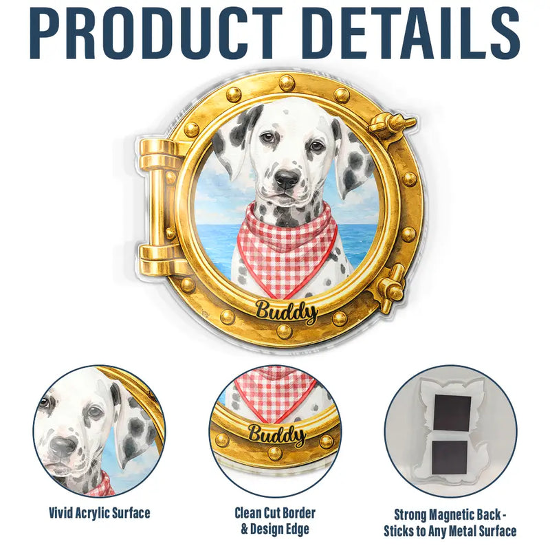 Adorable, Art Design, Custom Photo, Summer, Pet Lovers, Photo - Watercolor Summer Pet With Accessories - Custom Photo Watercolor Pet With Summer Accessories Pet Portrait - Personalized Acrylic Magnet