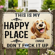 Humorous, Summer, Pet Lovers, Vector - This Is My Happy Place Don't Mess It Up - Personalized Classic Metal Signs