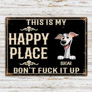 Humorous, Summer, Pet Lovers, Vector - This Is My Happy Place Don't Mess It Up - Personalized Classic Metal Signs