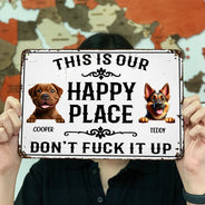Humorous, Summer, Pet Lovers, Vector - This Is My Happy Place Don't Mess It Up - Personalized Classic Metal Signs