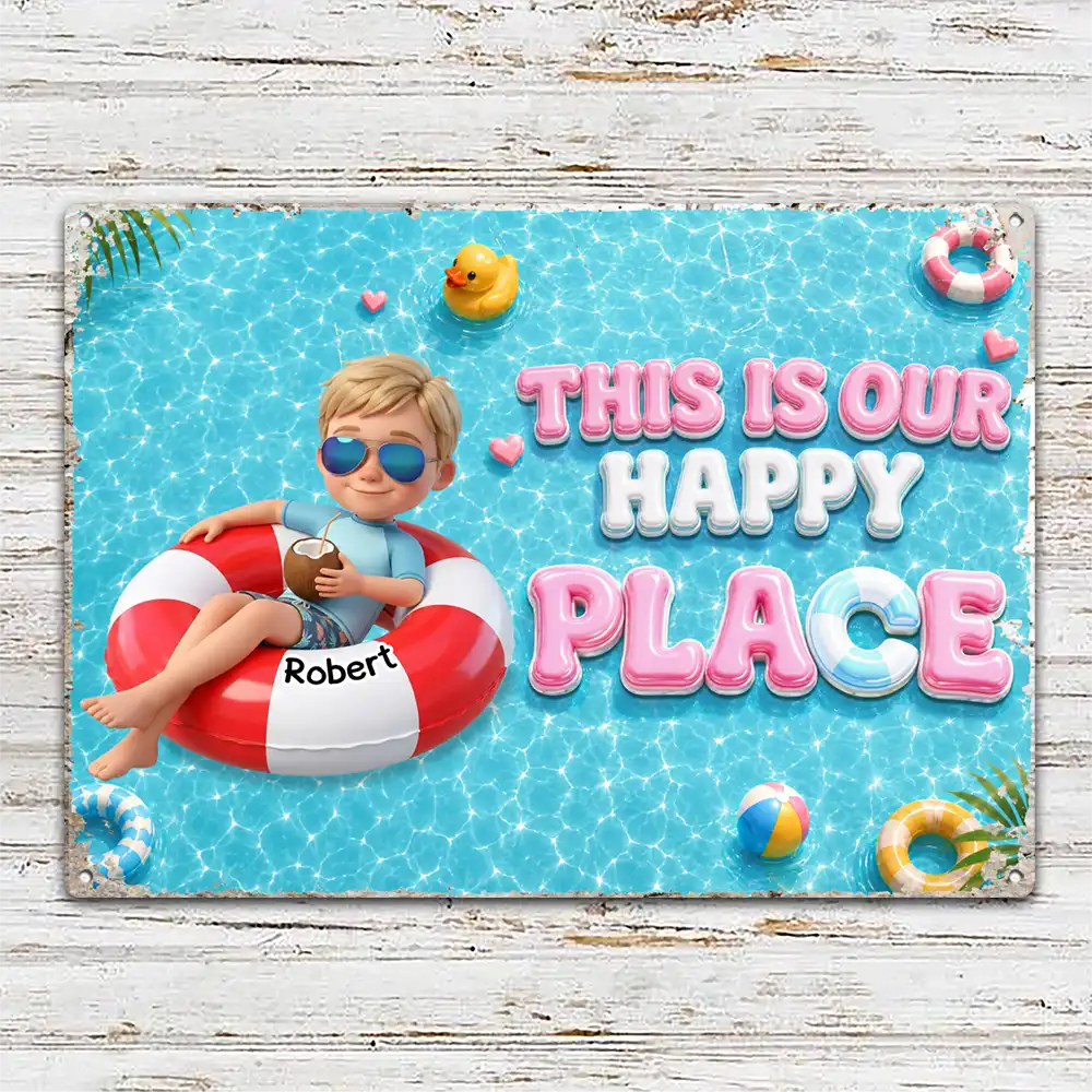 Art Design, Playful, Custom Photo, Grandparents, Summer, Poolside, Outdoor Decor, Photo - Swimming Float 3D Effect - Custom Photo 3D Summer Concept Life Is Better At Nana Papa Pool - Personalized Classic Metal Signs