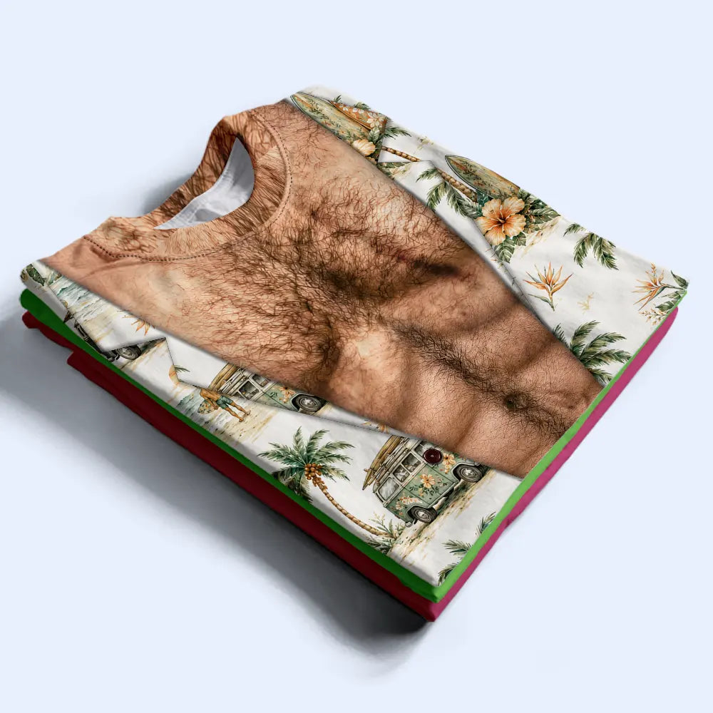 Top Market, Humorous, Gift For Men, Gift For Yourself, Summer, Icon - Funny Hairy Muscle Body Summer Vibe - Personalized Full Print T Shirt