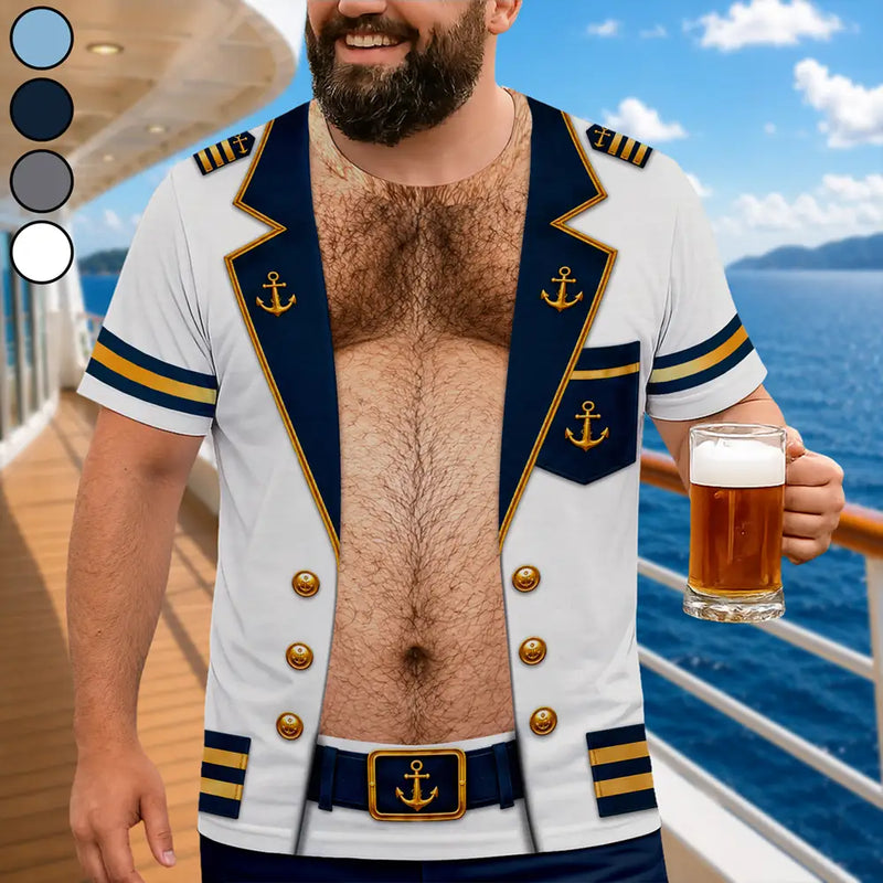 Top Market,Cruising,Humorous,Gift For Men,Gift For Yourself,Summer,Icon - Funny Captain Hairy Body - Personalized Full Print T Shirt