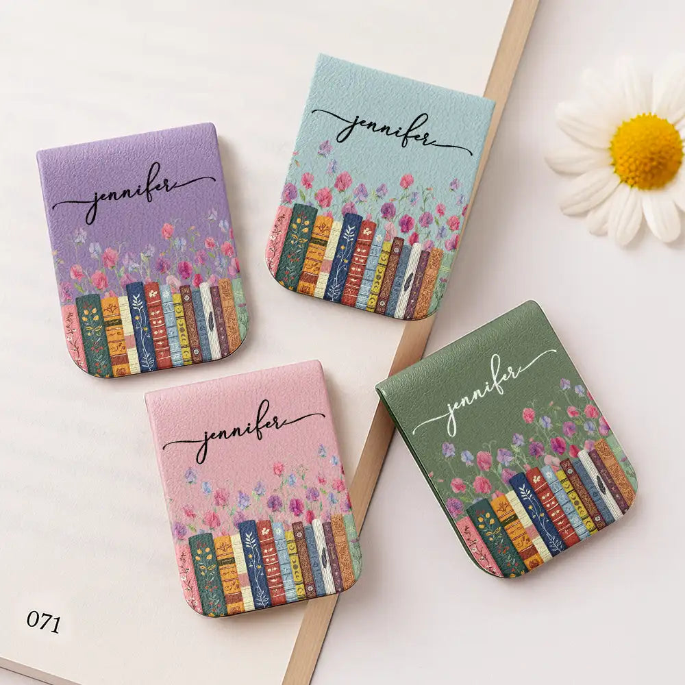 Adorable, Reading, Gift For Yourself, Gift For Women, Icon - Reading Birth Month Flowers Keepsake - Personalized Leather Magnetic Bookmark