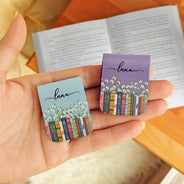 Adorable, Reading, Gift For Yourself, Gift For Women, Icon - Reading Birth Month Flowers Keepsake - Personalized Leather Magnetic Bookmark