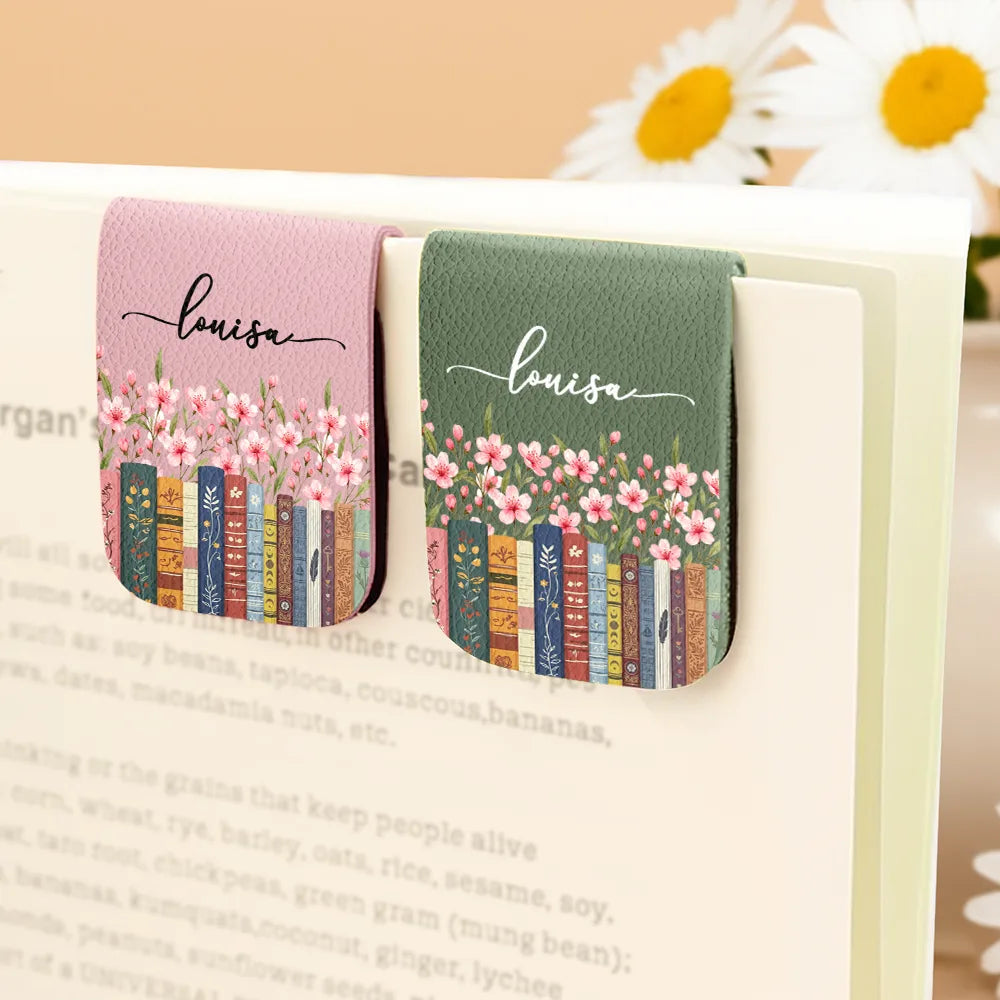 Adorable, Reading, Gift For Yourself, Gift For Women, Icon - Reading Birth Month Flowers Keepsake - Personalized Leather Magnetic Bookmark
