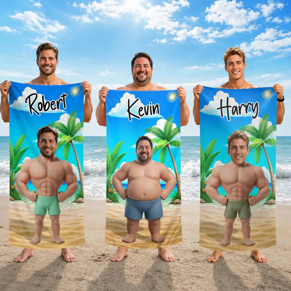Art Design,Humorous,Gift For Men,Gift For Yourself,Summer,Photo - Swimwear 3D Effect - Custom Photo 3D Swimsuit Funny On Beach - Personalized Beach Towel