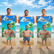 Art Design,Humorous,Gift For Men,Gift For Yourself,Summer,Photo - Swimwear 3D Effect - Custom Photo 3D Swimsuit Funny On Beach - Personalized Beach Towel
