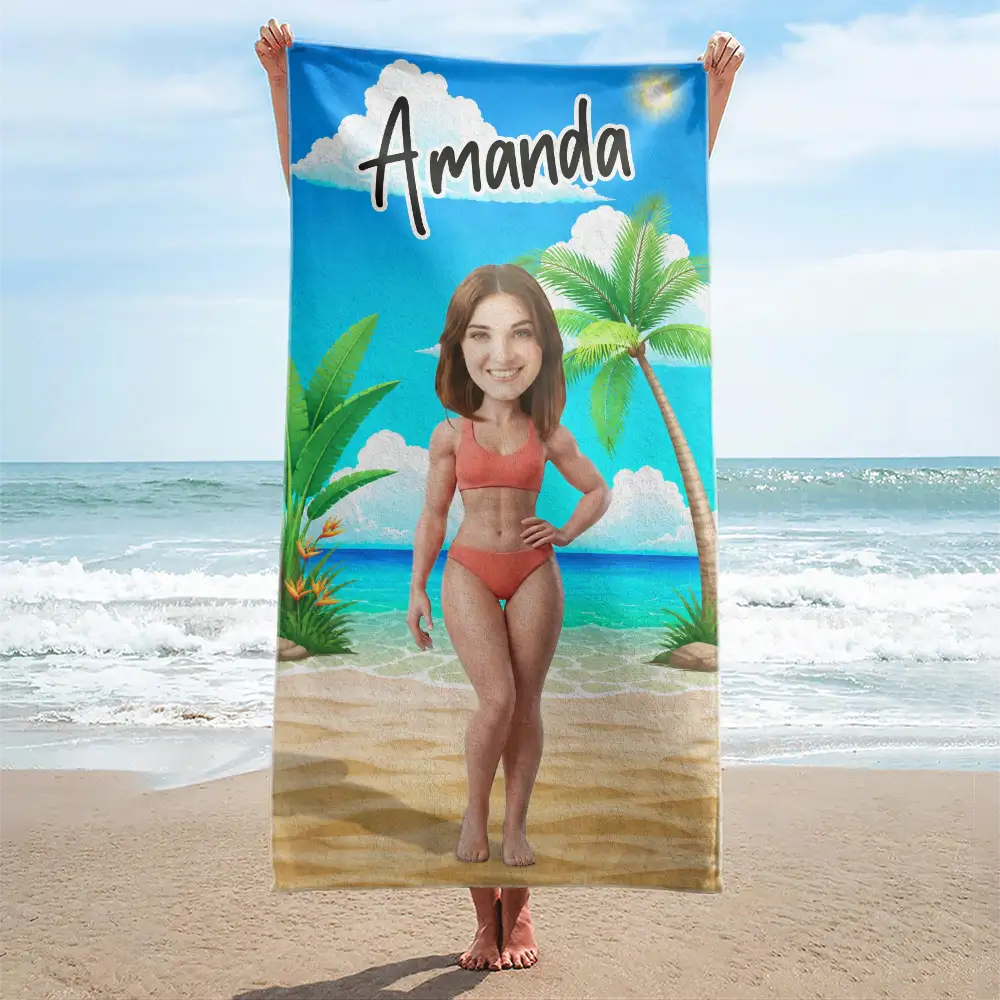 Art Design,Humorous,Gift For Men,Gift For Yourself,Summer,Photo - Swimwear 3D Effect - Custom Photo 3D Swimsuit Funny On Beach - Personalized Beach Towel