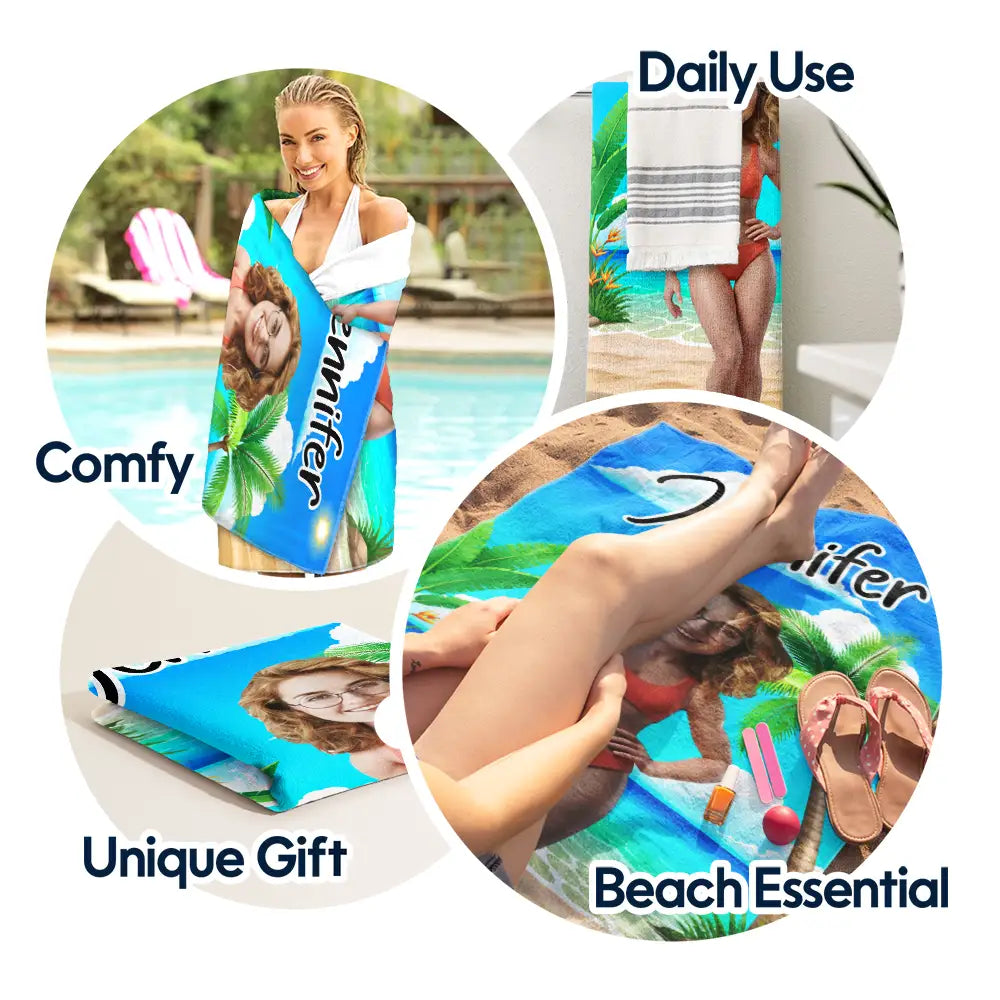 Art Design,Humorous,Gift For Men,Gift For Yourself,Summer,Photo - Swimwear 3D Effect - Custom Photo 3D Swimsuit Funny On Beach - Personalized Beach Towel
