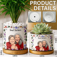 Art Design,Sentimental,Gift For Bestie,Summer,Photo - Semi Realistic Portrait - Custom Photo Semi Realistic Portrait Besties Forever - Personalized Plant Pot