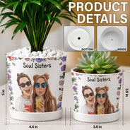 Art Design,Sentimental,Gift For Bestie,Summer,Photo - Semi Realistic Portrait - Custom Photo Semi Realistic Portrait Besties Forever - Personalized Plant Pot