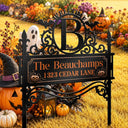 Halloween,Cozy,Family,Custom Text - Haunted Home Family Welcome Sign - Personalized Metal Garden Stake