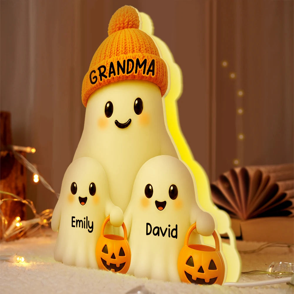 Top Market,Adorable,Gift For Grandchildren,Gift For Grandkids,Gift For Grandma,Halloween,Grandma - Grandkids,Vector - Grandma Boo Crew Lovely Halloween - Personalized Custom Shaped Light Box