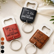 Romantic,Gift For Yourself,Wedding,Custom Text - Thank You Gift Couples Wedding Save The Date - Personalized Leather Bottle Opener Keychain
