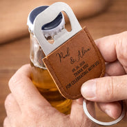 Romantic,Gift For Yourself,Wedding,Custom Text - Thank You Gift Couples Wedding Save The Date - Personalized Leather Bottle Opener Keychain