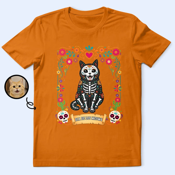Art Design,Playful,Halloween,Pet Lovers,Photo - Hispanic Mexican Flowers Pet - Custom Photo Hispanic Pet Day Of The Dead Pet Portrait - Personalized T Shirt