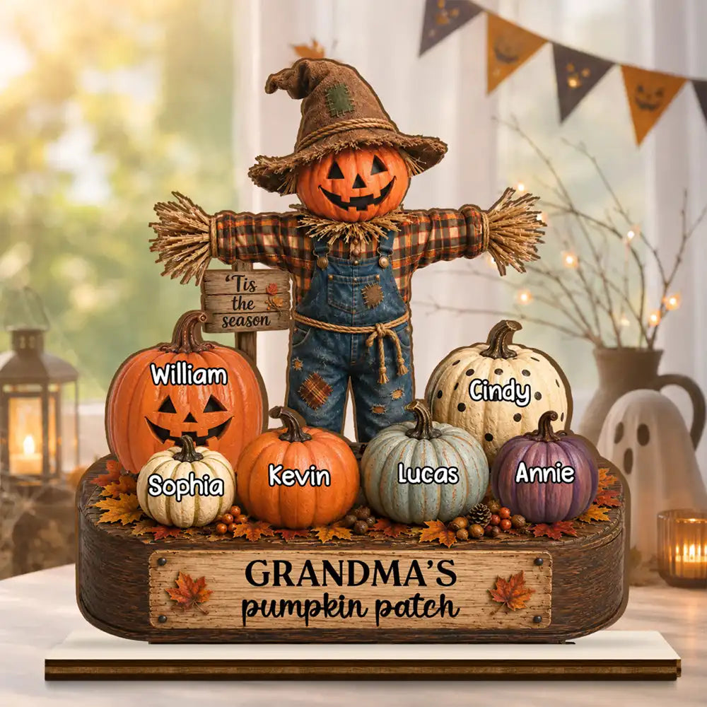 Grandma Pumpkin Patch Halloween - Personalized Custom Shaped Wooden Plaque