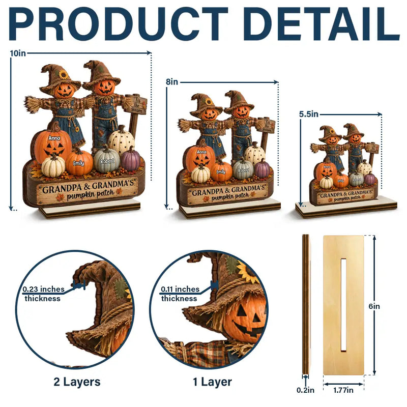Top Market,Adorable,Gift For Grandchildren,Gift For Grandkids,Gift For Grandma,Halloween,Grandma - Grandkids,Icon - Grandma Pumpkin Patch Halloween - Personalized Custom Shaped Wooden Plaque