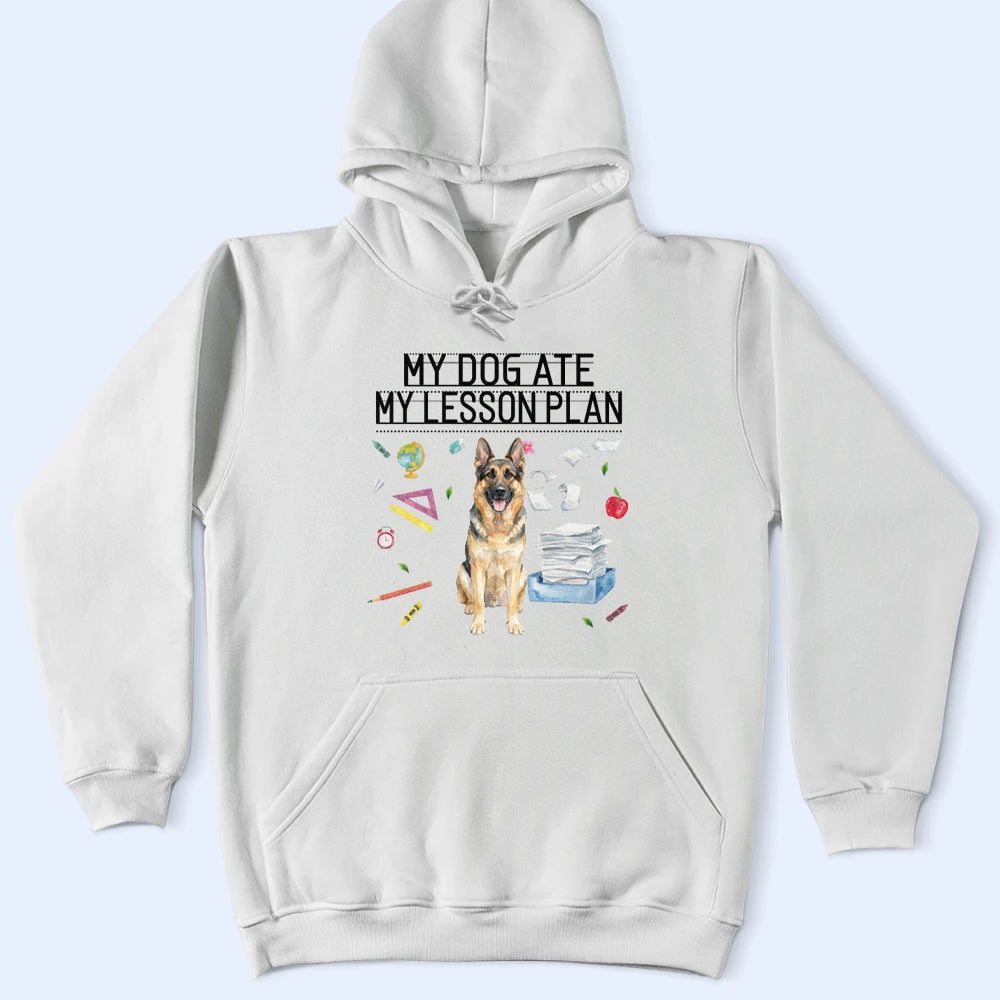 Top Market,Art Design,Playful,Back To School,Dog Lovers,Pet Lovers,Photo - Watercolor - Remove BG - Custom Photo Realistic Watercolor Art My Dog Ate My Lesson Plan - Personalized T Shirt