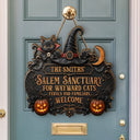 Top Market,Halloween,Family,Custom Text,Happy - Salem Sanctuary For Wayward Cats Ferals - Personalized Custom Shaped Wood Sign