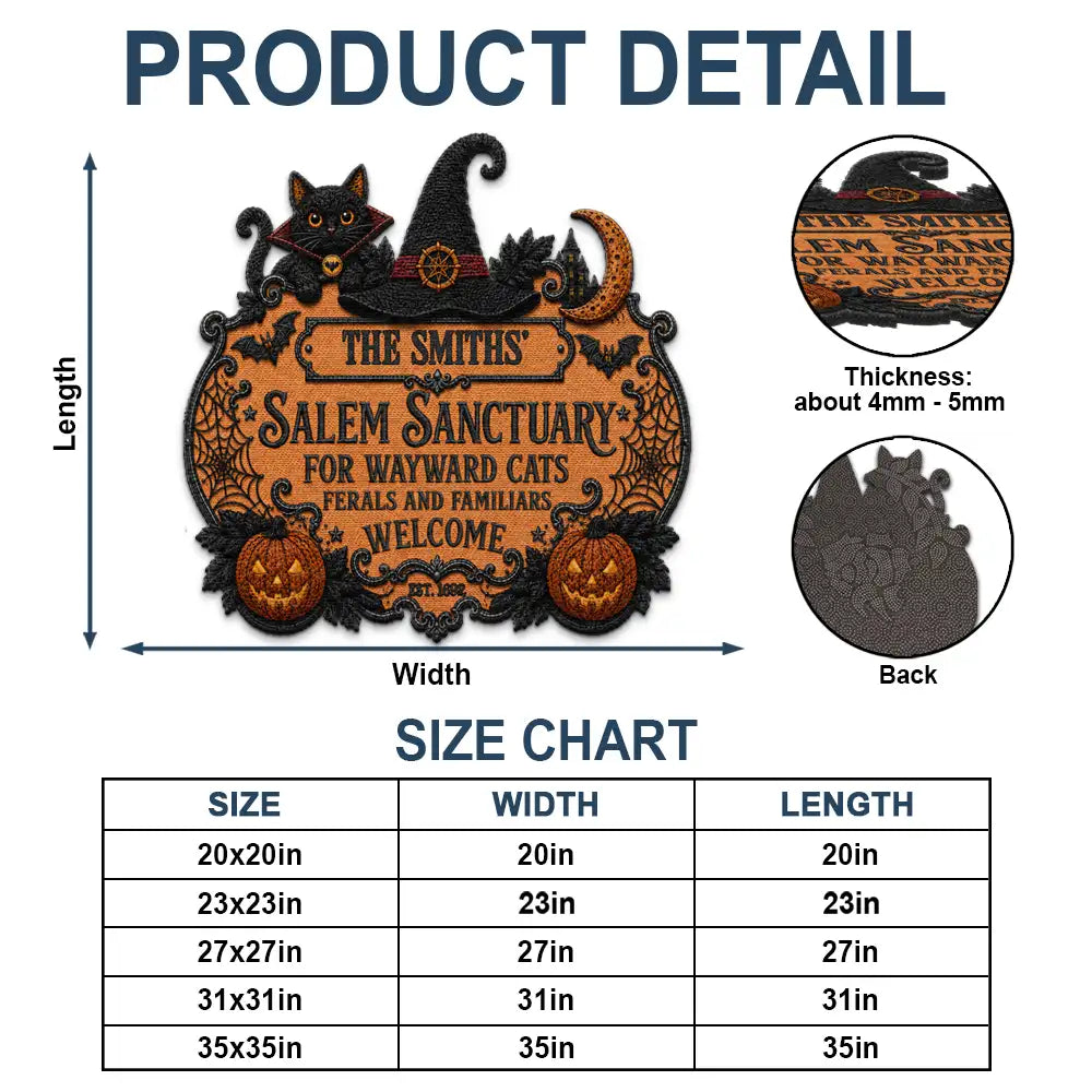 Halloween, Family, Custom Text, Happy - Salem Sanctuary For Wayward Cats Ferals - Personalized Custom Shaped Doormat