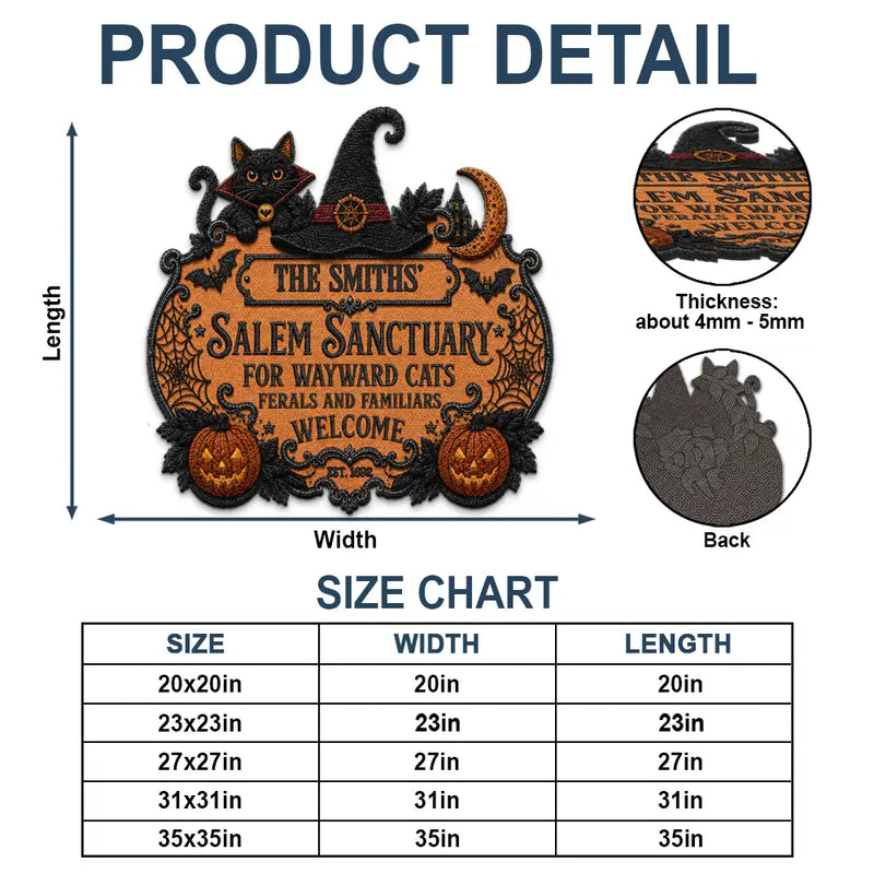 Halloween, Family, Custom Text, Happy - Salem Sanctuary For Wayward Cats Ferals - Personalized Custom Shaped Doormat