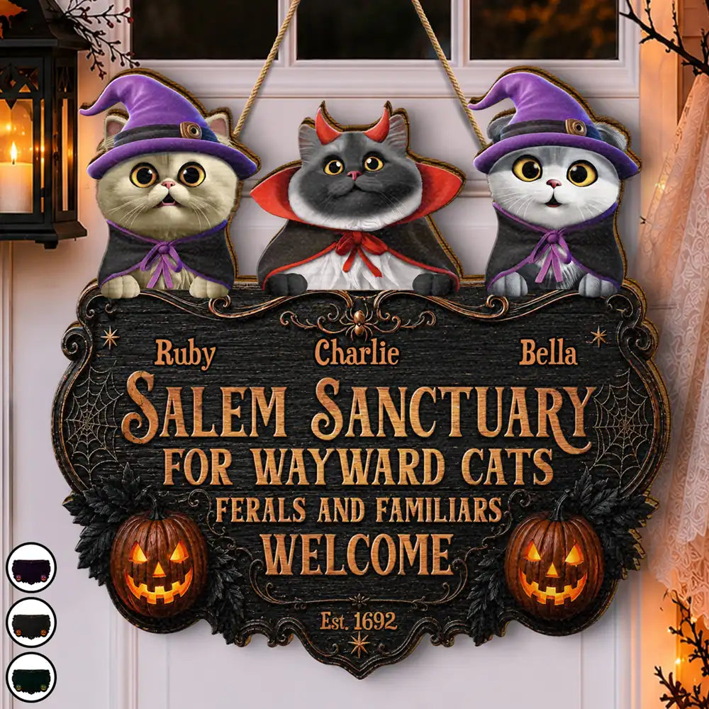 3D Effect Salem Sanctuary For Wayward Cats Ferals - Personalized Custom Shaped Wood Sign