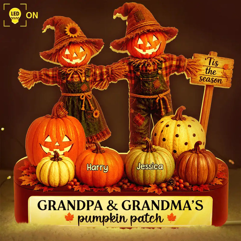 Adorable,Gift For Grandchildren,Gift For Grandkids,Gift For Grandma,Halloween,Grandma - Grandkids,Icon - Grandma Pumpkin Patch Halloween - Personalized Custom Shaped Light Box