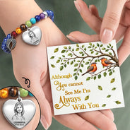 Art Design,Memorial Loved One,Sympathetic,Family,Memorial,Photo - Pencil Sketch - Bold - Custom Photo Bold Sketch Memorial I'm Always With You - Personalized Rainbow Bridge Bracelet