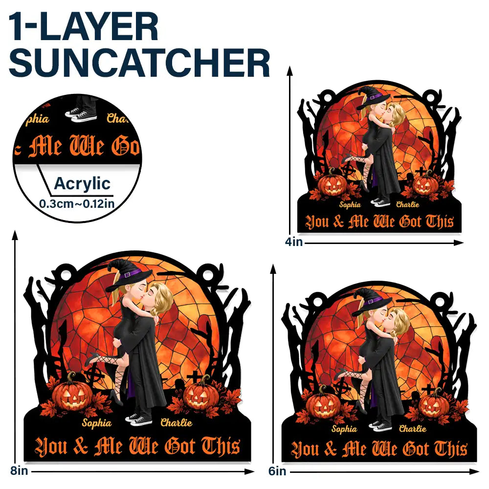 Halloween,Romantic,Gift For Couples,Vector - Till Death Do Us Part - Personalized Window Hanging Suncatcher Ornament