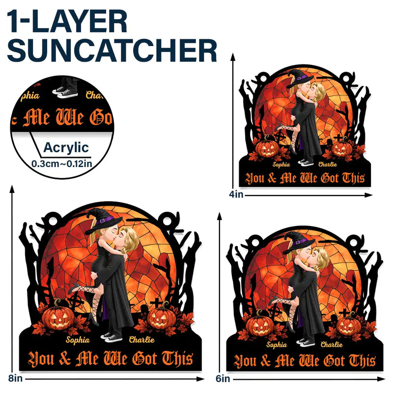 Halloween,Romantic,Gift For Couples,Vector - Till Death Do Us Part - Personalized Window Hanging Suncatcher Ornament