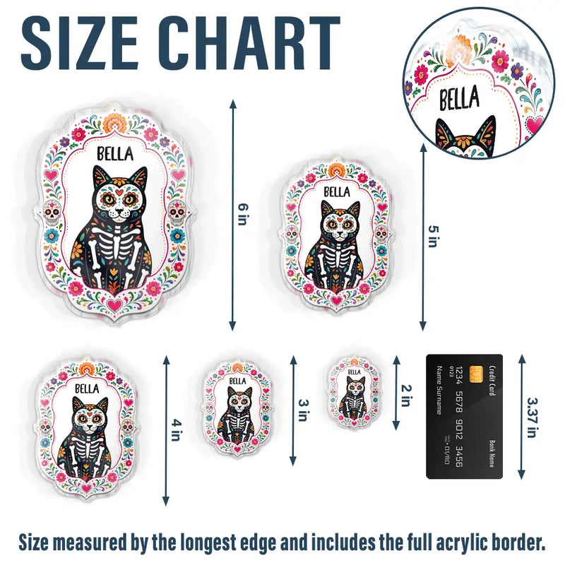 Top Market,Art Design,Playful,Halloween,Pet Lovers,Photo - Hispanic Mexican Flowers Pet - Custom Photo Hispanic Pet Dog Cat Portrait - Personalized Acrylic Magnet