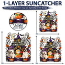 Playful,Indoor Decor,Halloween,Pet Lovers,Vector - Home Sweet Haunted Home Halloween Pets - Personalized Window Hanging Suncatcher Ornament