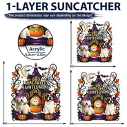 Playful,Indoor Decor,Halloween,Pet Lovers,Vector - Home Sweet Haunted Home Halloween Pets - Personalized Window Hanging Suncatcher Ornament